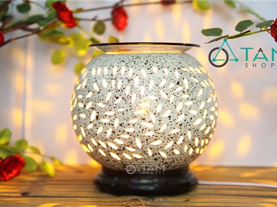  Đèn xông tinh dầu gốm vỏ trứng cút [Tặng bóng đèn] DXTDD-GOM-VTC